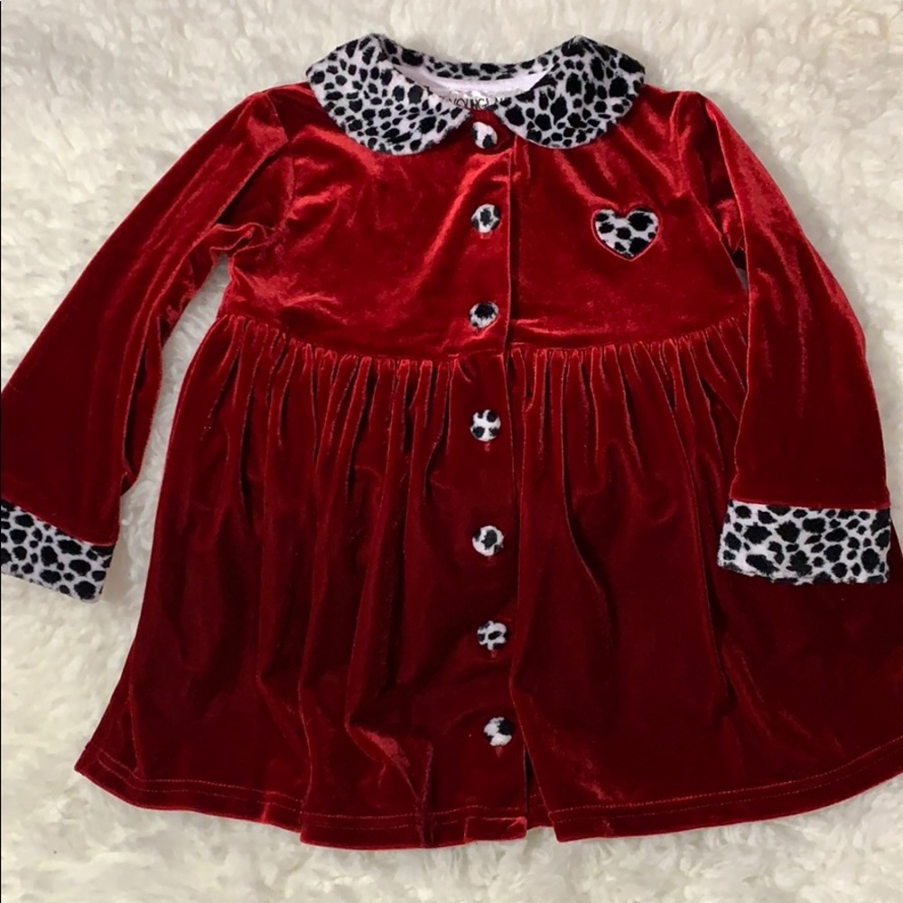 Dalmatian Print Velvet Girls Dress